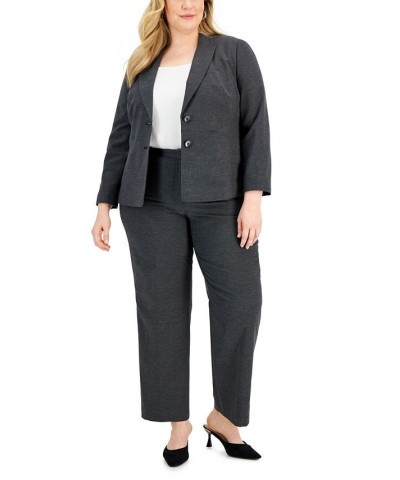 Plus Size Seamed Two-Button Pantsuit Black/Light Grey $49.40 Suits