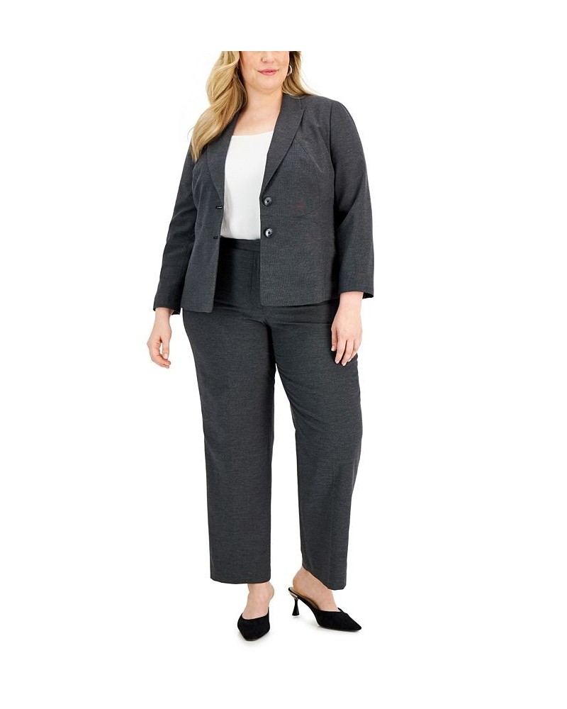 Plus Size Seamed Two-Button Pantsuit Black/Light Grey $49.40 Suits