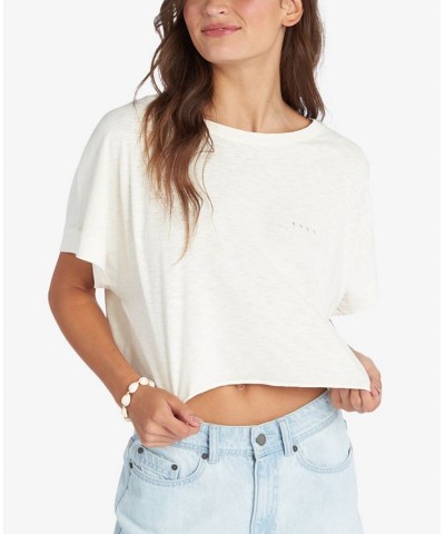 Juniors' Cotton Classic Palms Drop-Shoulder Graphic T-Shirt Snow White $17.39 Tops