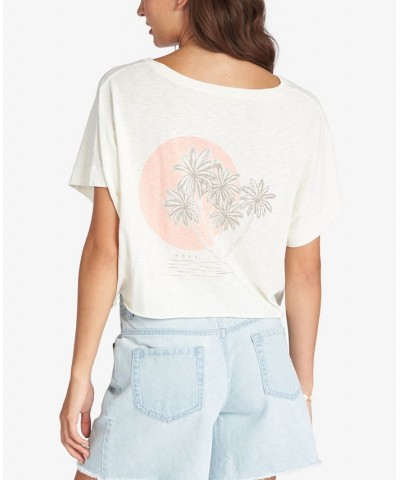 Juniors' Cotton Classic Palms Drop-Shoulder Graphic T-Shirt Snow White $17.39 Tops