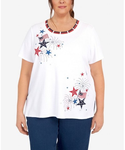 Plus Size Double Strap Fireworks Top White $30.14 Tops