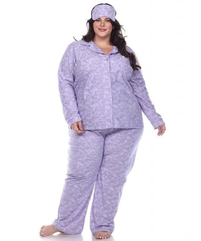 Plus Size Pajama Set 3-Piece Purple $27.00 Sleepwear