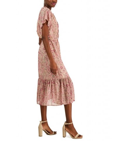 Women's Paisley Flutter-Sleeve Midi Dress Inc Blush Combo $37.25 Dresses