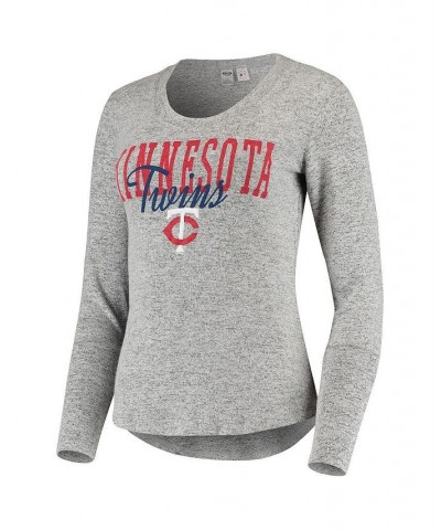 Women's Heathered Gray Minnesota Twins Tri-Blend Long Sleeve T-shirt Gray $26.49 Tops