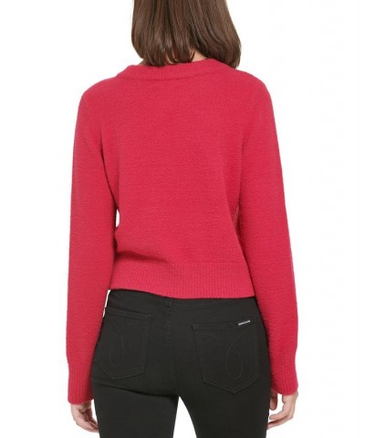 Women's Crewneck Long-Sleeve Sweater Pink $26.88 Sweaters