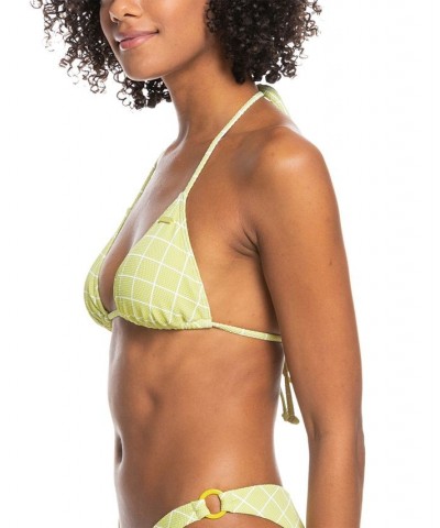 Juniors' Salty Shine Tiki Triangle Bikini Top Linden Green Check Me Out $26.88 Swimsuits