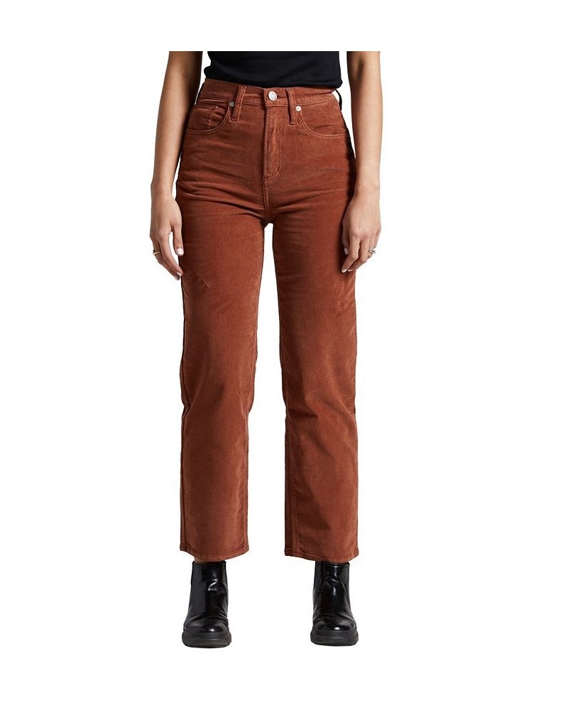 Women's Highly Desirable High Rise Straight Leg Pants Brown $40.48 Pants