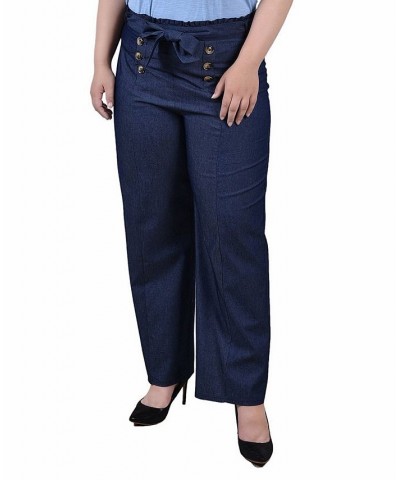 Plus Size Full Length Pull On Sailor Pants Dark Denim $16.94 Pants