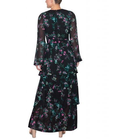 Women's Vira Floral-Print Chiffon Maxi Dress Holiday Bouquet $36.44 Dresses