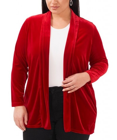 Plus Size Open-Front Long-Sleeve Cardigan Red $24.09 Sweaters