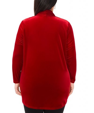 Plus Size Open-Front Long-Sleeve Cardigan Red $24.09 Sweaters