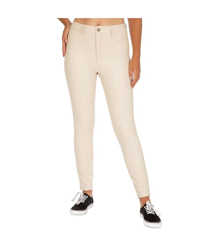 Juniors' High-Rise Faux-Leather Skinny Pants Light Taupe $10.50 Jeans