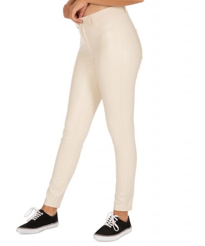 Juniors' High-Rise Faux-Leather Skinny Pants Light Taupe $10.50 Jeans