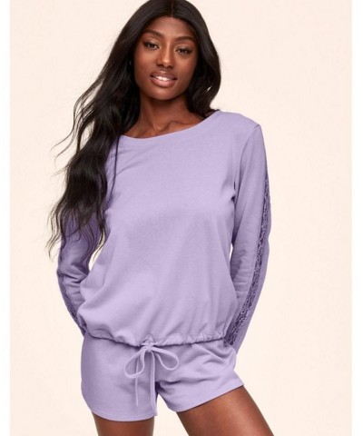 Alexia Women's Sweatshirt & Short Loungewear Set Medium purple $34.98 Sleepwear