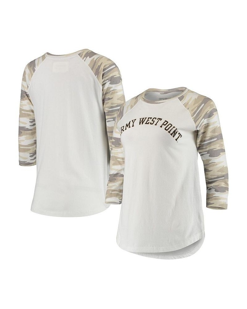 Women's White and Camo Army Black Knights Boyfriend Baseball Raglan 3/4-Sleeve T-shirt White, Camo $26.49 Tops
