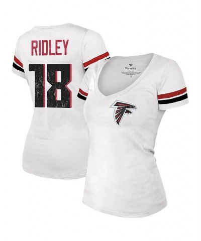 Women's Threads Calvin Ridley White Atlanta Falcons Name and Number V-Neck T-shirt White $30.55 Tops