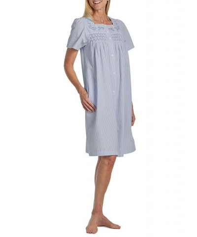 Women's Striped Button-Front Nightgown Blue / White Stripe $20.70 Sleepwear