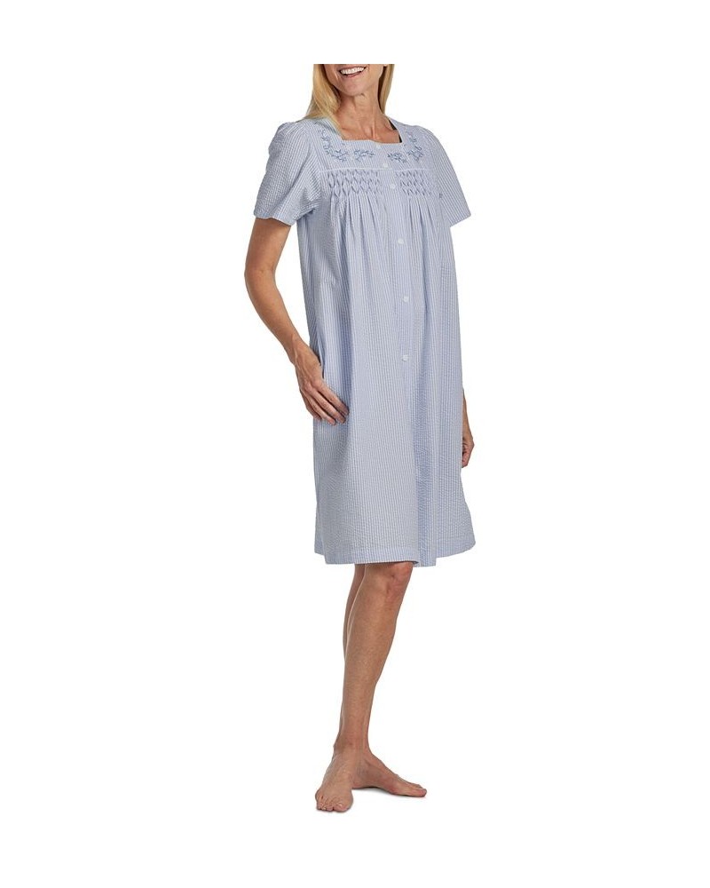 Women's Striped Button-Front Nightgown Blue / White Stripe $20.70 Sleepwear