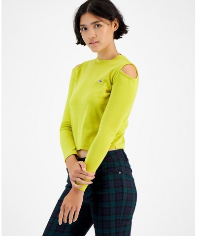 Women's Cold-Shoulder Long-Sleeve T-Shirt Warm Olive $20.21 Tops
