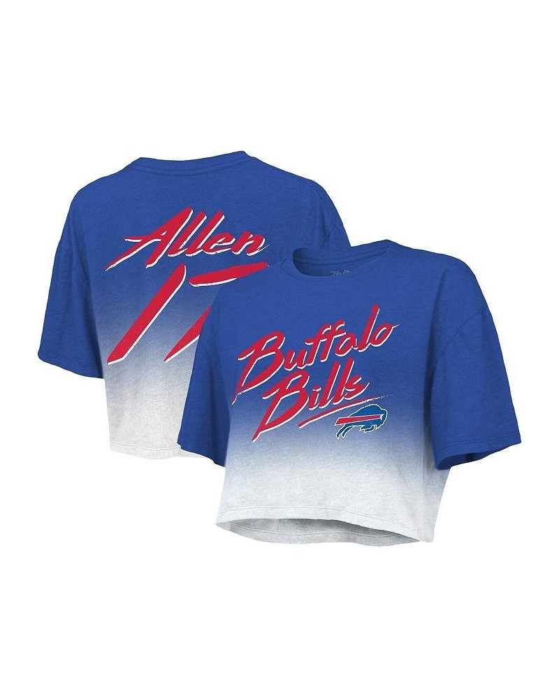 Women's Buffalo Bills Drip-Dye Player Name and Number Tri-Blend Crop T-shirt Royal, White $29.25 Tops