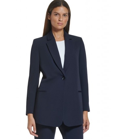 Women's Long Single-Button Blazer Forever Blue $25.80 Jackets