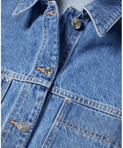 Women's Pocketed Denim Jacket Medium Blue $48.59 Jackets