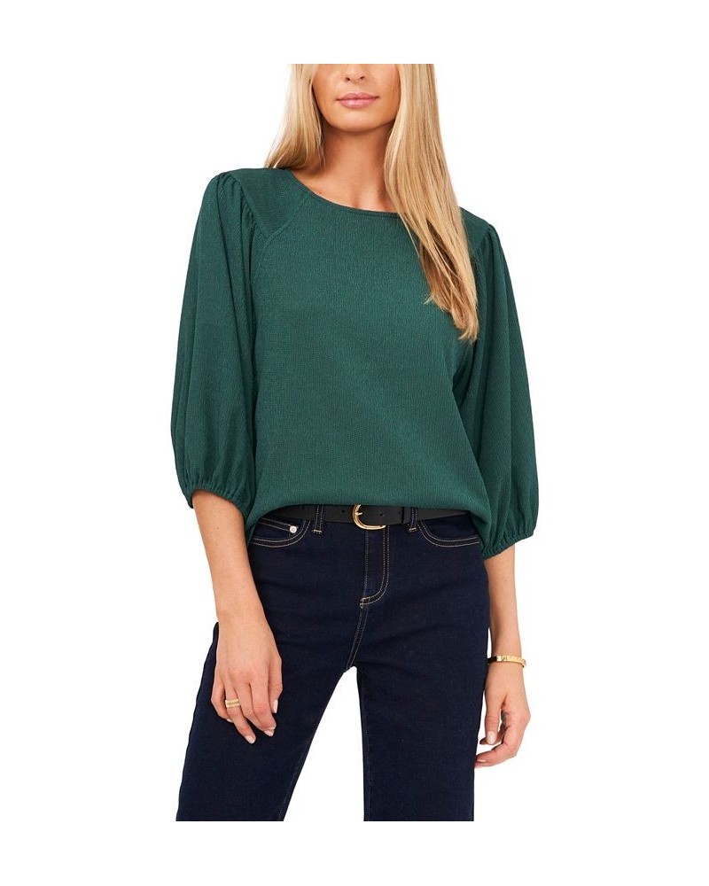 Women's Puff Sleeve Knit Top Arresting Emerald $28.78 Tops