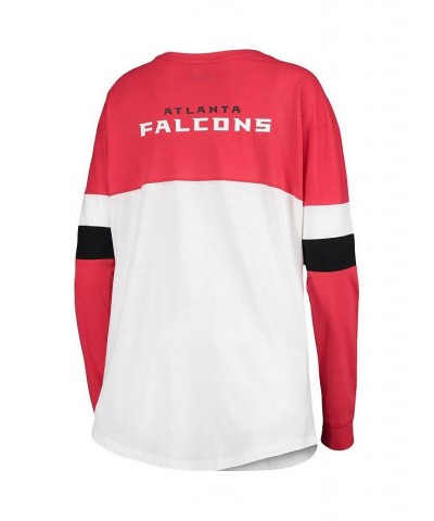 Women's Red and White Atlanta Falcons Athletic Varsity Lace-Up Long Sleeve T-shirt Red, White $28.99 Tops