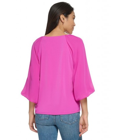 3/4 Chiffon Sleeve Blouse Pink $23.27 Tops
