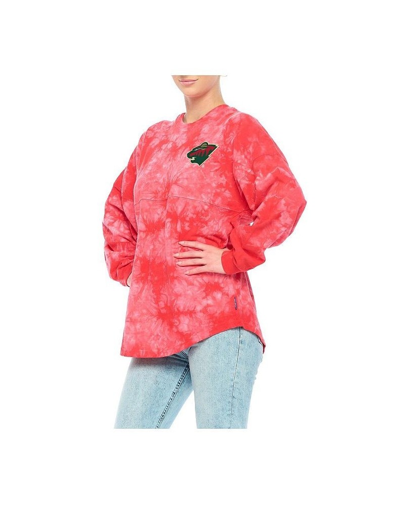 Women's Branded Red Minnesota Wild Crystal-Dye Long Sleeve T-shirt Red $39.50 Tops