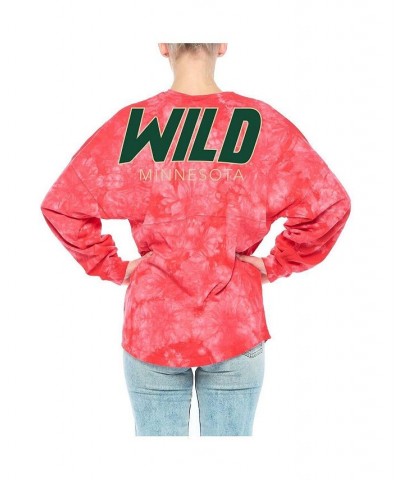 Women's Branded Red Minnesota Wild Crystal-Dye Long Sleeve T-shirt Red $39.50 Tops