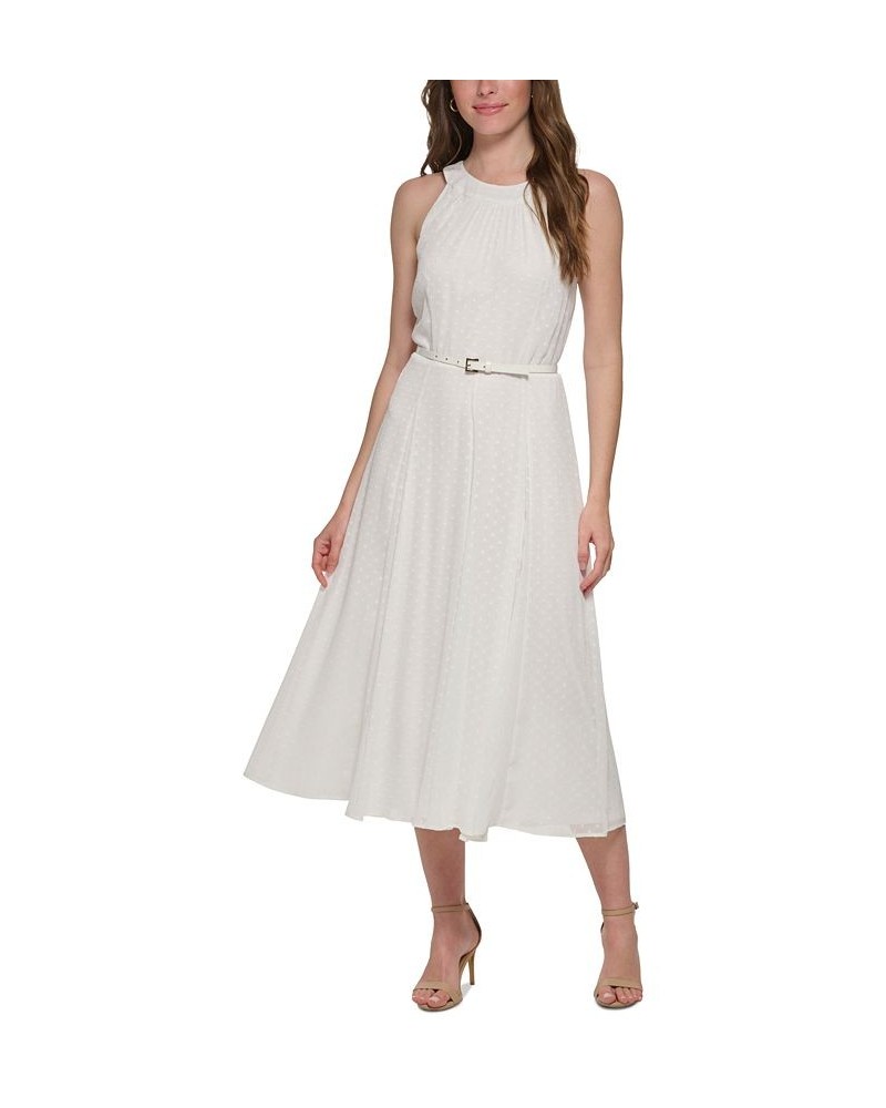 Women's Fresh Clip-Dot Sleeveless Midi Dress Ivory/Cream $33.30 Dresses