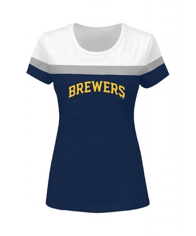 Women's White Navy Milwaukee Brewers Plus Size Colorblock T-shirt White, Navy $22.08 Tops