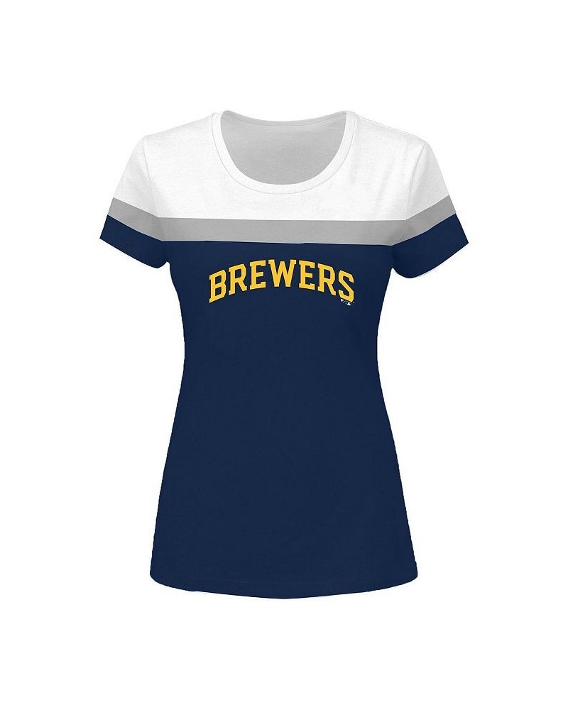 Women's White Navy Milwaukee Brewers Plus Size Colorblock T-shirt White, Navy $22.08 Tops