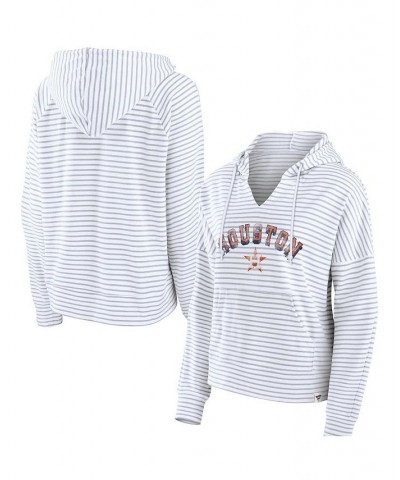 Women's Branded White Houston Astros Striped Arch Pullover Hoodie White $30.80 Sweatshirts