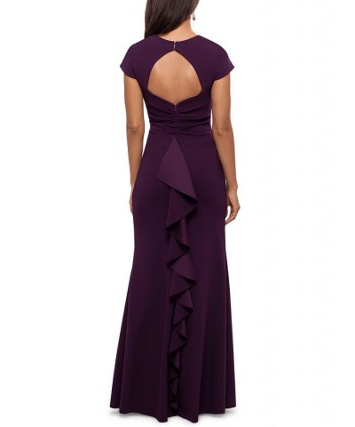 Ruffled Cutout-Back Gown Purple $52.57 Dresses