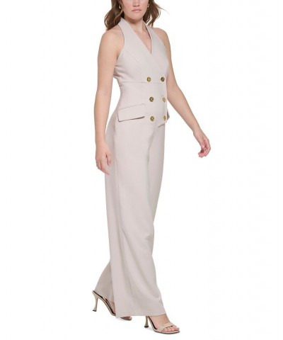 Women's X-Fit Double-Breasted Sleeveless Jumpsuit Tan/Beige $76.97 Dresses