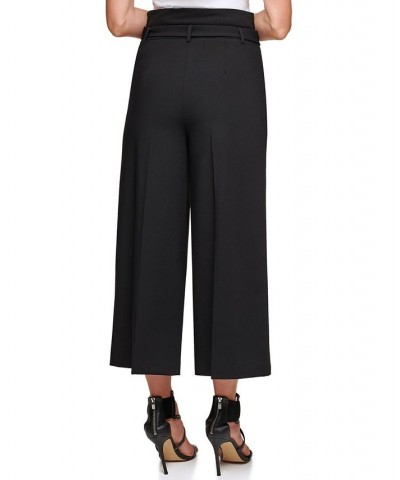 Petite Wide Leg Cropped Pant Black $25.99 Pants