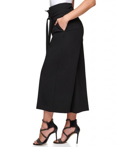 Petite Wide Leg Cropped Pant Black $25.99 Pants