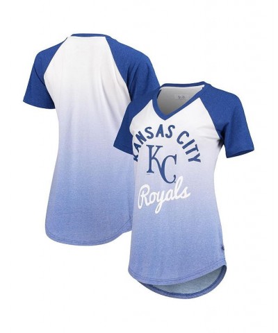 Women's Touch Royal and White Kansas City Royals Shortstop Ombre Raglan V-Neck T-shirt Royal, White $29.40 Tops