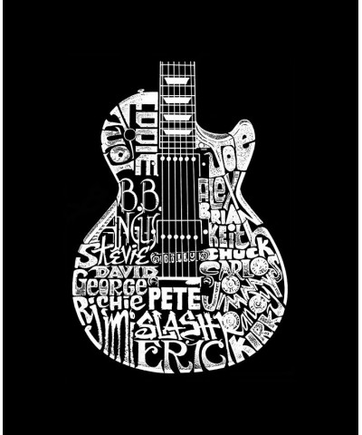 Women's Word Art Rock Guitar Head T-Shirt Black $20.34 Tops