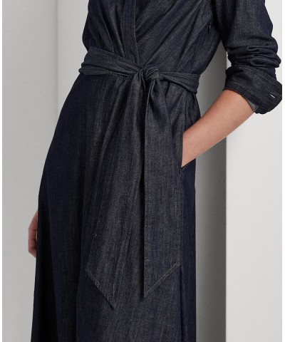Denim Surplice Midi Dress Dark Rinse Wash $52.80 Dresses