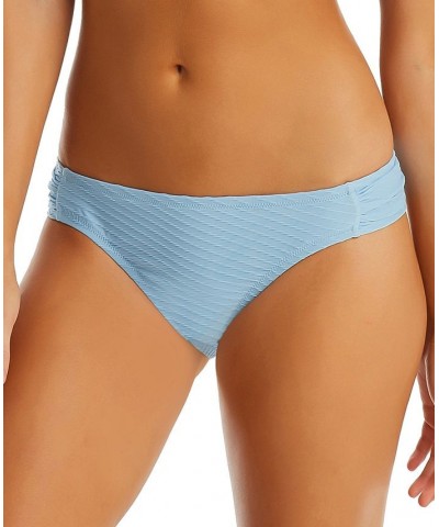 Women's Pretty In Pique Side-Shirred Hipster Bottoms Tranquility $31.80 Swimsuits
