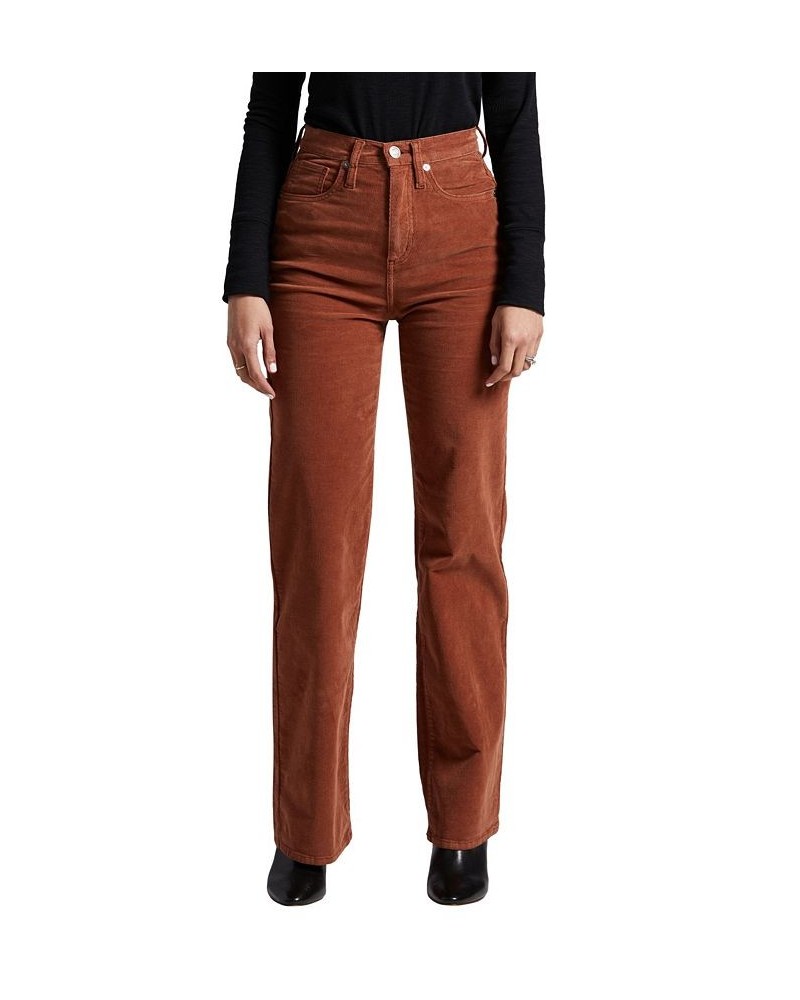 Women's Highly Desirable High Rise Trouser Leg Pants Brown $42.24 Pants