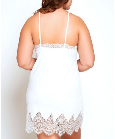Ultra Soft Lace Trimmed Chemise Lingerie White $26.40 Sleepwear
