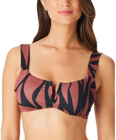 Abstract Animal V-Wire Swim Top & High Waist Swim Bottoms Earth $46.55 Swimsuits