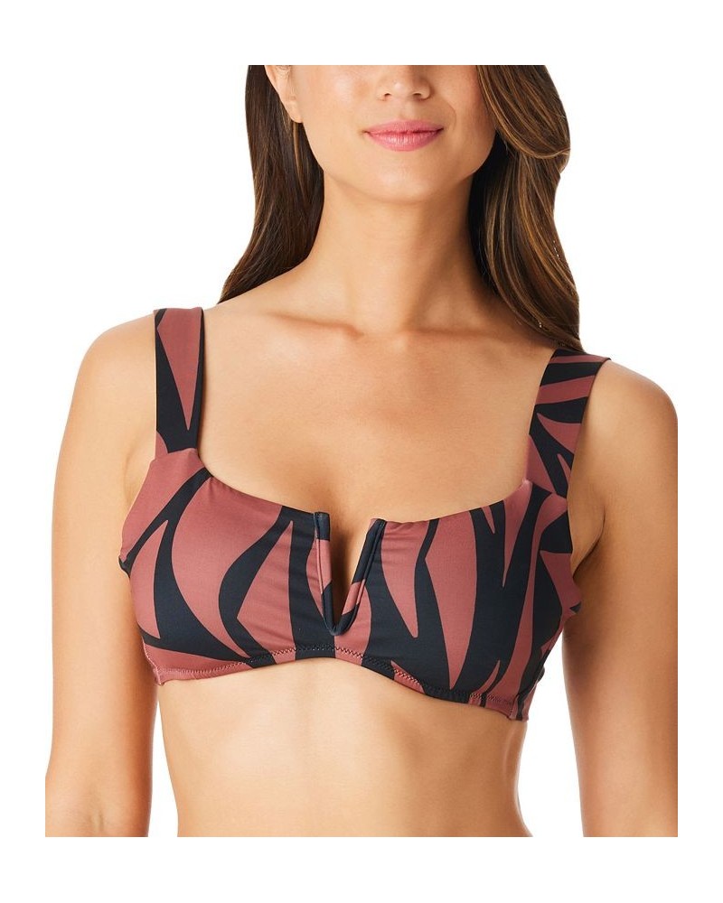 Abstract Animal V-Wire Swim Top & High Waist Swim Bottoms Earth $46.55 Swimsuits
