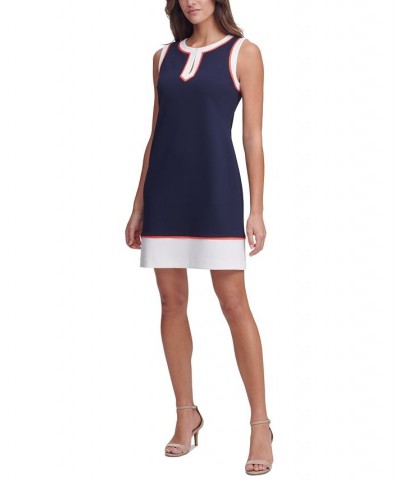 Petite Split-Neck Colorblock Shift Dress Sky Captain.ivory $57.12 Dresses