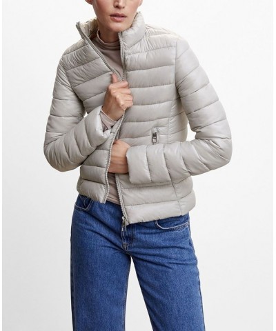 Women's Pocket Quilted Long Sleeve Jacket Light, Pastel Gray $36.00 Jackets