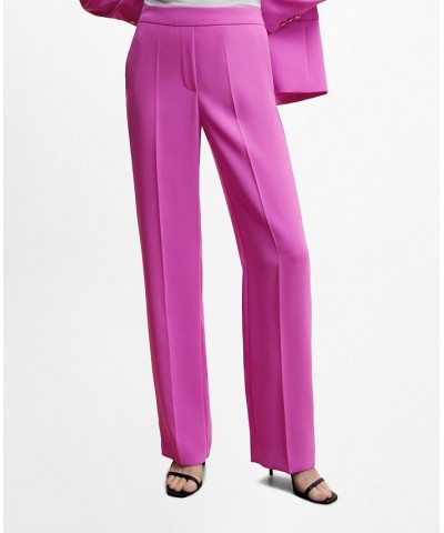 Women's Elastic Waist Suit Trousers Purple $44.10 Pants
